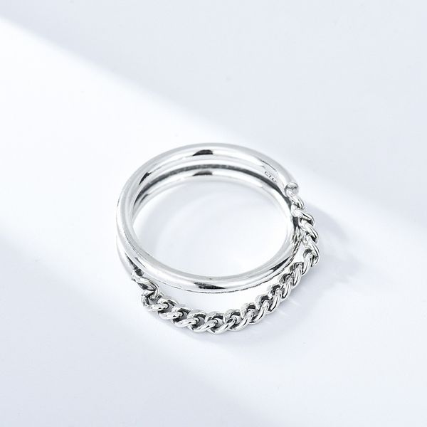 new punk style chain women's 925 personality niche make old double deck thai silver opening ring
new punk style chain women's 925 personality niche make old double deck thai silver opening ring