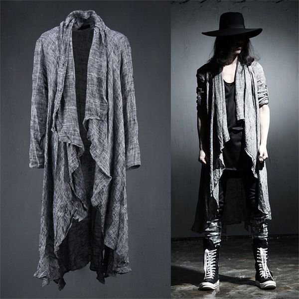spring summer korean stylish grey black extra long pop punk cardigan linen shirts for men y200409, White;black
spring summer korean stylish grey black extra long pop punk cardigan linen shirts for men y200409, White;black