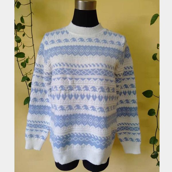 wholesale-new fashion knit contrast color women crew o-neck ins sweater female oem/odm in jacquard flower floral, White
wholesale-new fashion knit contrast color women crew o-neck ins sweater female oem/odm in jacquard flower floral, White