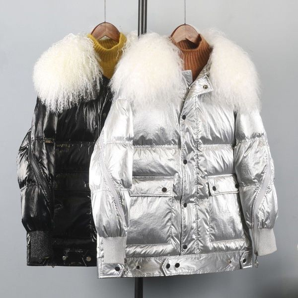 silver black coat women, white duck feather pascal, wool collar, loose raincoat for women in 2019 
silver black coat women, white duck feather pascal, wool collar, loose raincoat for women in 2019