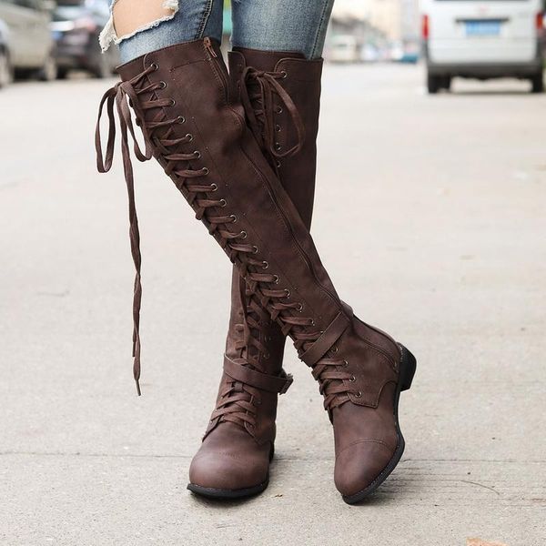 women over the knee high boots autumn winter pu leather lace up punk ladies shoes low heels vintage thigh high boots big size, Black
women over the knee high boots autumn winter pu leather lace up punk ladies shoes low heels vintage thigh high boots big size, Black