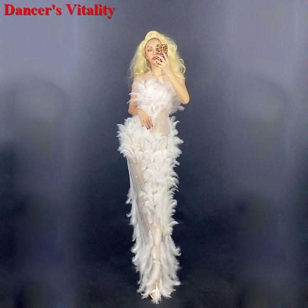 stage wear white feather rhinestone long dress birthday party mesh set prom show bar ballerina dresses for women performance, Black;red
stage wear white feather rhinestone long dress birthday party mesh set prom show bar ballerina dresses for women performance, Black;red