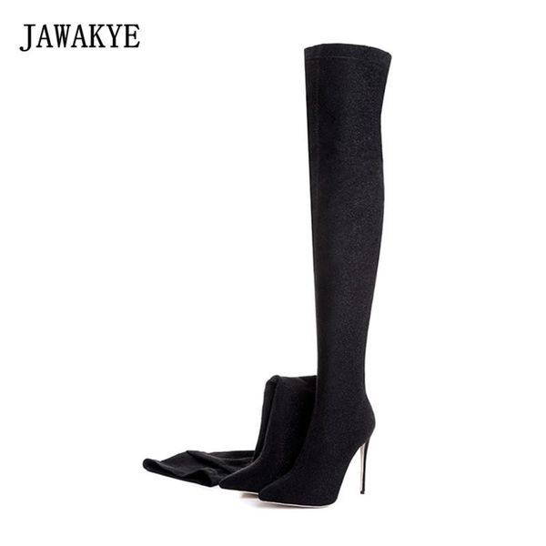boots jawakye bling knitted over the knee sequine cloth pointed toe stiletto thigh high woman long sock, Black
boots jawakye bling knitted over the knee sequine cloth pointed toe stiletto thigh high woman long sock, Black