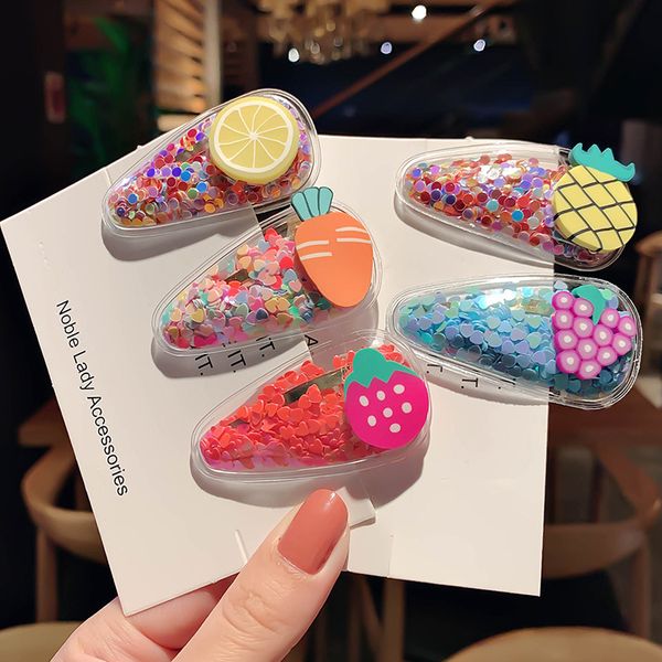 five new colorful quicksand transparent bb clip childrens fruit hairpin pvc side clip baby headdress fashion design, Golden;white
five new colorful quicksand transparent bb clip childrens fruit hairpin pvc side clip baby headdress fashion design, Golden;white