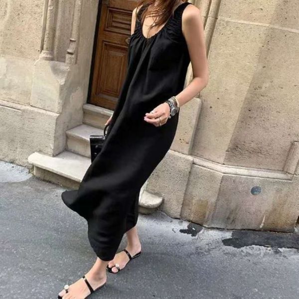 new summer 2020 south korea chic sleeveless solid color dressvest dress loose linen vest dress o2l0j, Black;gray
new summer 2020 south korea chic sleeveless solid color dressvest dress loose linen vest dress o2l0j, Black;gray