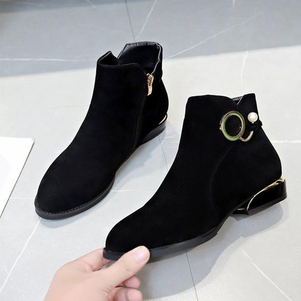 women ankel boots ladies elegant metal decoration zipper woman pearl chunky heels suede female footwear winter new design, Black
women ankel boots ladies elegant metal decoration zipper woman pearl chunky heels suede female footwear winter new design, Black