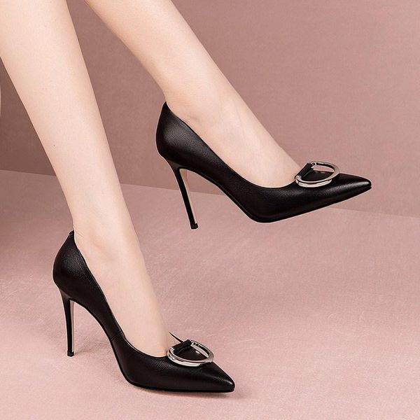 2020 autumn new thin heeled pointed toe shallow mouth four seasons shoes women's leather fashion comfortable high heels, Black
2020 autumn new thin heeled pointed toe shallow mouth four seasons shoes women's leather fashion comfortable high heels, Black