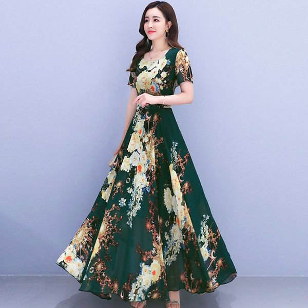Summer Dark Green Black Navy Blue Short Sleeve O-neck Ankle-length A-line Chiffon Floral Print Plus Size Slim Coctail Dress 9069 party
Summer Dark Green Black Navy Blue Short Sleeve O-neck Ankle-length A-line Chiffon Floral Print Plus Size Slim Coctail Dress 9069 party
