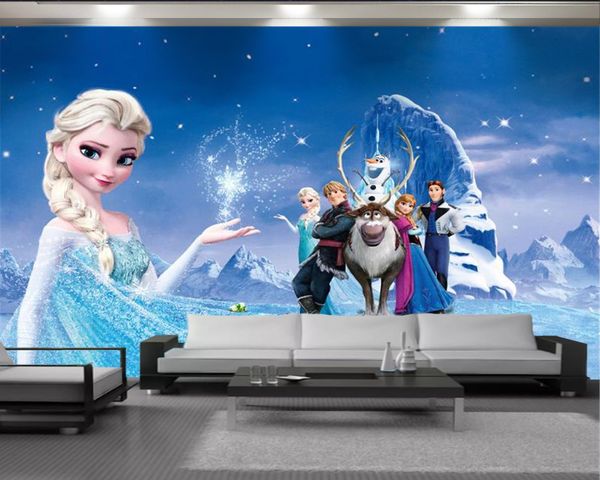3d mural wallpaper blue princess cartoon animation 3d wallpaper customized wallpaper for walls home decoration