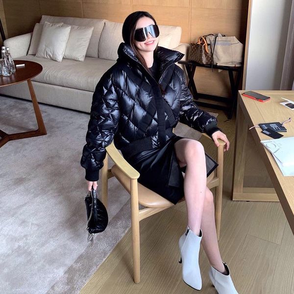 women's down & parkas winter 2021 female jacket white duck short grid stitching coat thick warm loose casual oversized women a65, Black
women's down & parkas winter 2021 female jacket white duck short grid stitching coat thick warm loose casual oversized women a65, Black