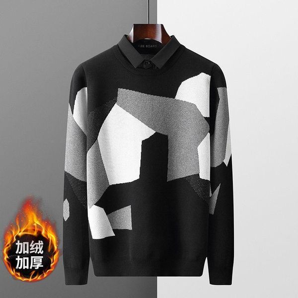 european trend fake two-piece sweater men's long-sleeved loose contrast color trend shirt collar knitted bottoming shirt1, White;black
european trend fake two-piece sweater men's long-sleeved loose contrast color trend shirt collar knitted bottoming shirt1, White;black