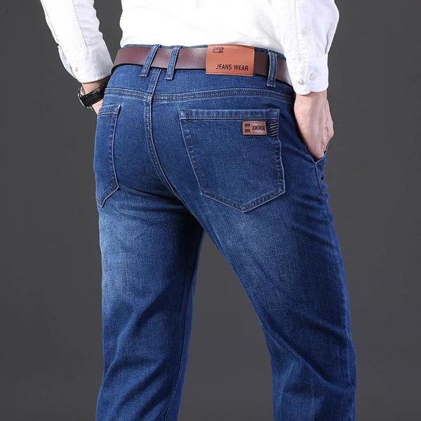 men's jeans large size 2021 spring business casual stretch straight denim trousers pants male brand, Blue
men's jeans large size 2021 spring business casual stretch straight denim trousers pants male brand, Blue