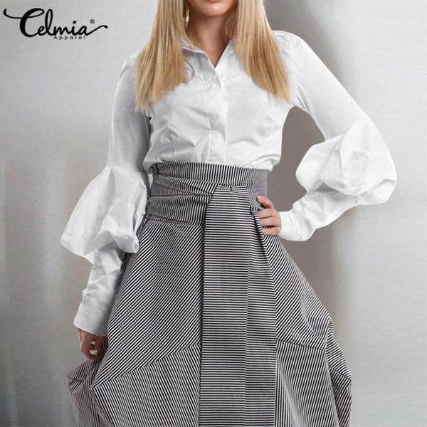 5xl celmia women laple autumn shirt stylish long lantern sleeve blouse buttons casual office plus size female blusas1, White
5xl celmia women laple autumn shirt stylish long lantern sleeve blouse buttons casual office plus size female blusas1, White