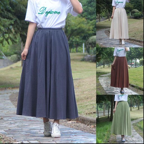 women vintage elastic waist skirt ladies cotton linen long a line solid ankle length empire casual skirts drop shipping, Black
women vintage elastic waist skirt ladies cotton linen long a line solid ankle length empire casual skirts drop shipping, Black