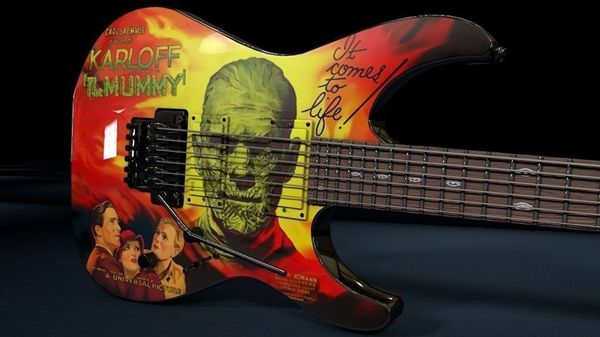 promotion kirk hammett ltd kh-3 karloff mummy electric guitar painted & airbrushed by eye kandi, floyd rose tremolo bridge, black hardware
promotion kirk hammett ltd kh-3 karloff mummy electric guitar painted & airbrushed by eye kandi, floyd rose tremolo bridge, black hardware