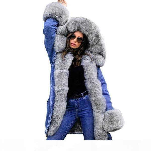 ruiyige 2018 new women winter coat red fur hooded jeans jacket woman parkas winter long warm coats female parka plus size, Black
ruiyige 2018 new women winter coat red fur hooded jeans jacket woman parkas winter long warm coats female parka plus size, Black