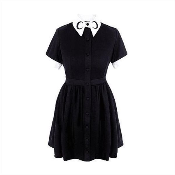 new fashion summer women dresses moon print gothic punk slim fit black button down short sleeve dress party sundress, Black;gray
new fashion summer women dresses moon print gothic punk slim fit black button down short sleeve dress party sundress, Black;gray