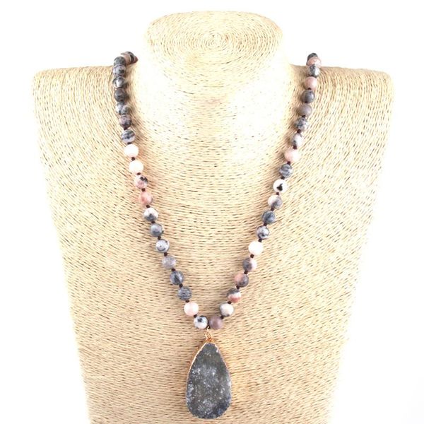 pendant necklaces fashion natural map stone long knotted druzy drop necklace women lariat, Silver
pendant necklaces fashion natural map stone long knotted druzy drop necklace women lariat, Silver