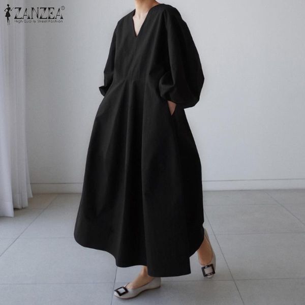 retro solid maxi dress women's autumn sundress zanzea 2020 casual puff sleeve baggy vestidos female v neck robe oversized 5xl, Black;gray
retro solid maxi dress women's autumn sundress zanzea 2020 casual puff sleeve baggy vestidos female v neck robe oversized 5xl, Black;gray