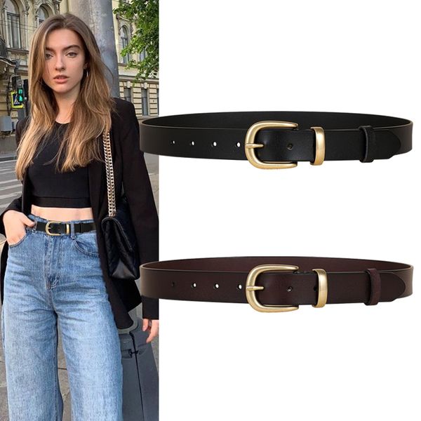 women's ins style simple and versatile jeans korean fine black belt decoration fashion pure leather, Black;brown
women's ins style simple and versatile jeans korean fine black belt decoration fashion pure leather, Black;brown