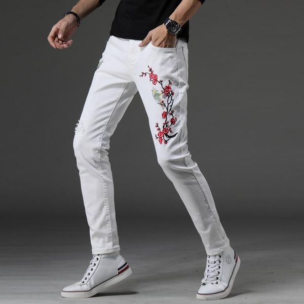 men's jeans flowers and birds embroidered mens male casual high stretch floral patch ripped distresed denim pants fashion biker, Blue
men's jeans flowers and birds embroidered mens male casual high stretch floral patch ripped distresed denim pants fashion biker, Blue