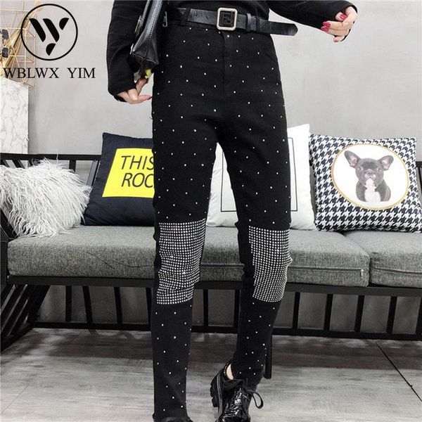 2021 spring women high waist jeans fashion diamond jeans for women slim stretch female casual washed denim pencil pants, Blue
2021 spring women high waist jeans fashion diamond jeans for women slim stretch female casual washed denim pencil pants, Blue