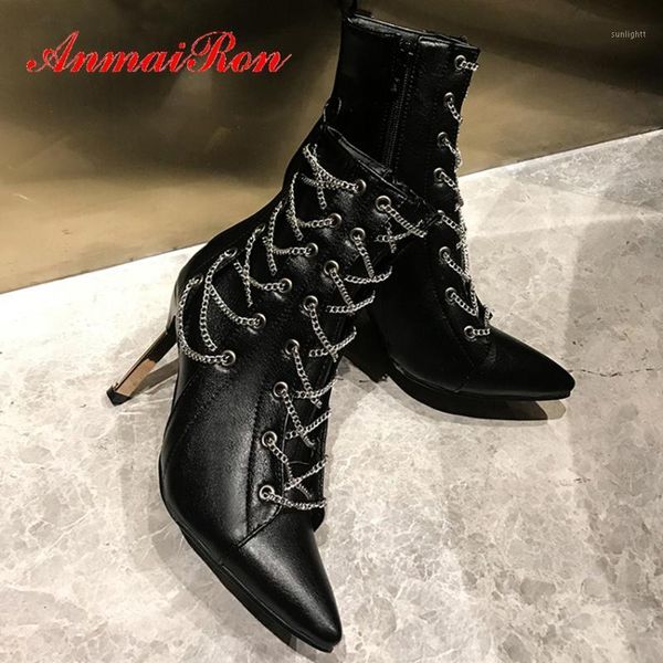 boots anmairon 2021 women thin heels pointed toe pu shoes short plush fashion chain ankle for 34-431, Black 
boots anmairon 2021 women thin heels pointed toe pu shoes short plush fashion chain ankle for 34-431, Black