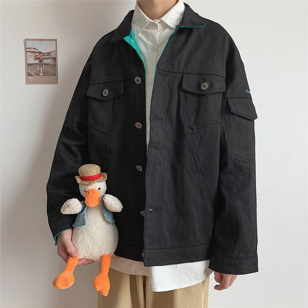 new color contrast men's work jacket in spring, Black;brown
new color contrast men's work jacket in spring, Black;brown