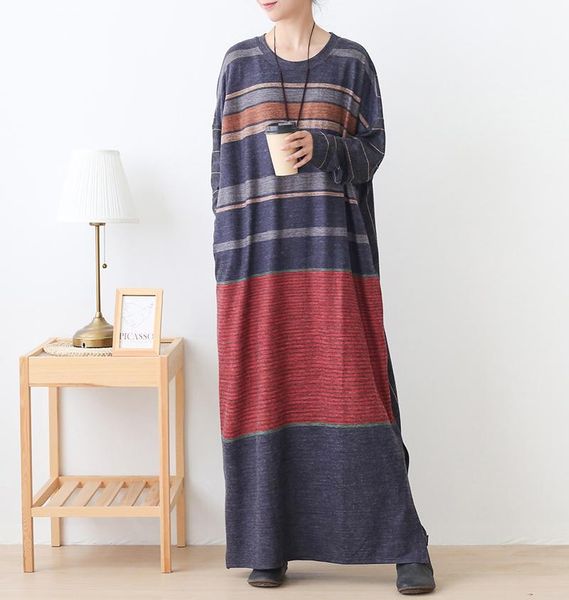 new autumn maxi dresses for women casual loose long sleeve dress women knitting striped hair printed robe winter vestidos, Black;gray
new autumn maxi dresses for women casual loose long sleeve dress women knitting striped hair printed robe winter vestidos, Black;gray