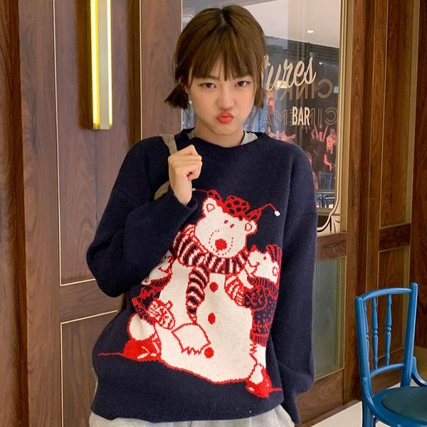 women's sweaters autumn 2021 winter women harajuku korean style fashion personality vintage clothes sweet kawaii bear knitted sweater, White;black
women's sweaters autumn 2021 winter women harajuku korean style fashion personality vintage clothes sweet kawaii bear knitted sweater, White;black