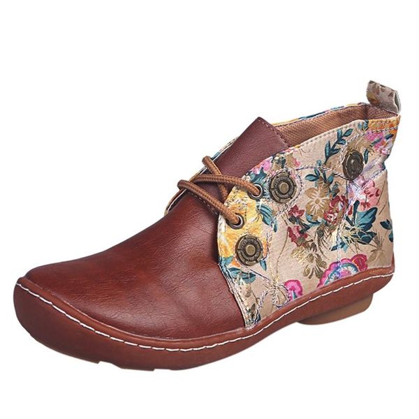 ankle boots for women low heel retro women leather flat lace-up flower print short booties round toe shoes botas mujer 2020#, Black
ankle boots for women low heel retro women leather flat lace-up flower print short booties round toe shoes botas mujer 2020#, Black