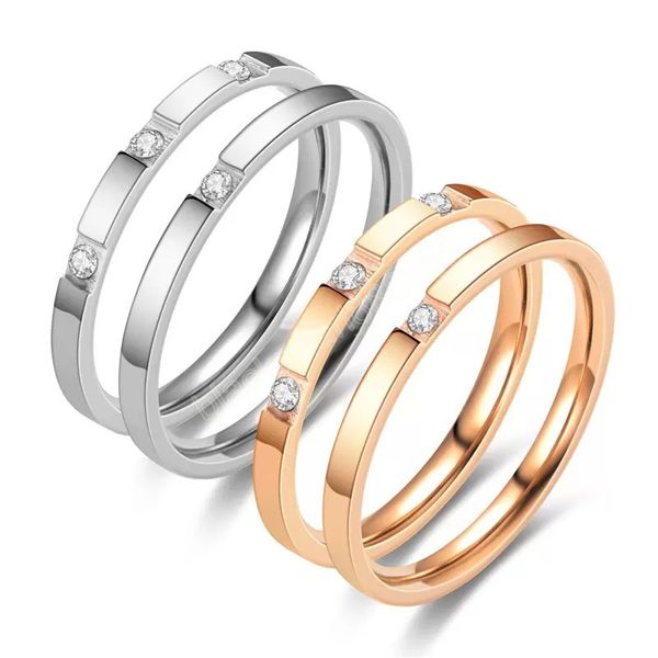 couple rings stainless steel diamond ring rose gold cubic zircon women engagement wedding rings fashion jewelry gift, Silver 
couple rings stainless steel diamond ring rose gold cubic zircon women engagement wedding rings fashion jewelry gift, Silver