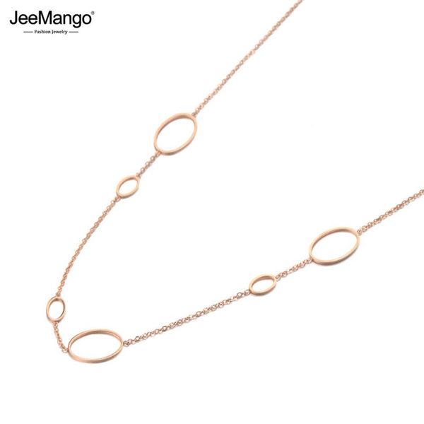 jeemango bohemia нержавеющей стали овальные геометрия choker ожерелье ювелирных изделий розовое золото звено цепи ожерелье для женщин jn1912, Golden;silver