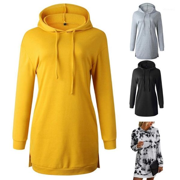 women long sleeve sweatshirt dress solid color drawstring hoodie slit tunic n0he1, Black
women long sleeve sweatshirt dress solid color drawstring hoodie slit tunic n0he1, Black