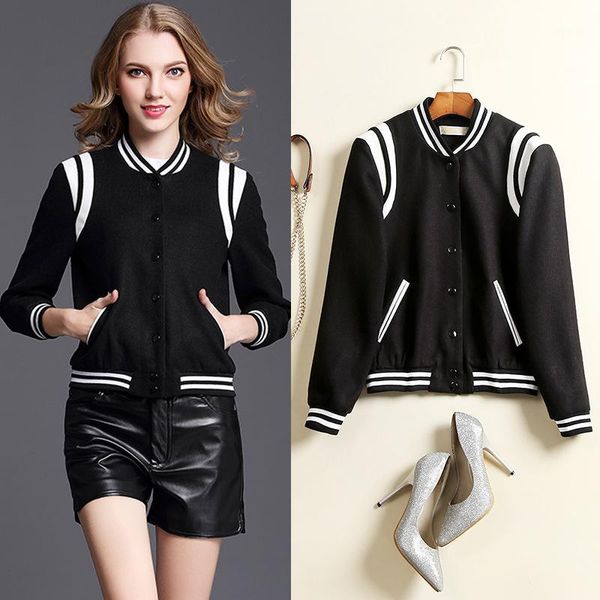 women's jackets celebrity female jacket with black piece baseball suit coats & size xs-xxl1, Black;brown
women's jackets celebrity female jacket with black piece baseball suit coats & size xs-xxl1, Black;brown
