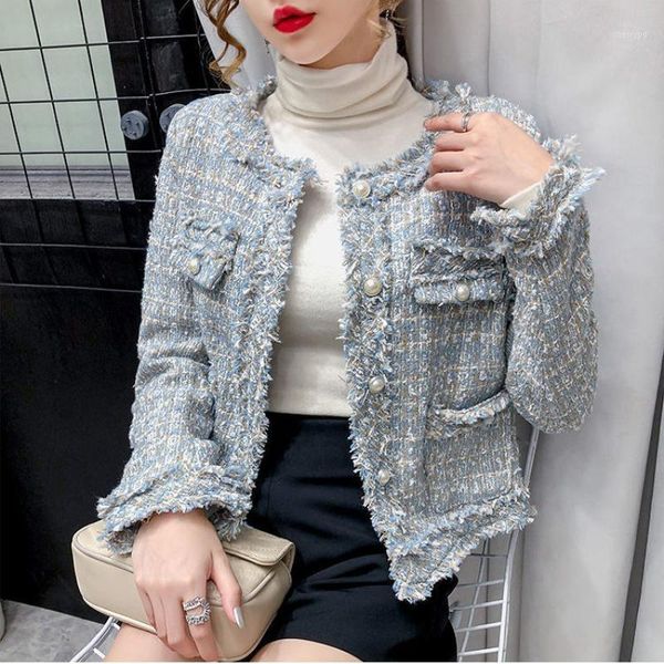 new arrival korean tweed jacket coat women's clothes plaid tassel slim woolen jackets office lady outwear1, Black;brown
new arrival korean tweed jacket coat women's clothes plaid tassel slim woolen jackets office lady outwear1, Black;brown