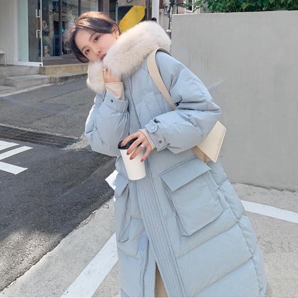 winter down jacket women 2021 new mid-length large fur collar over the knee long white duck down jacket, Black
winter down jacket women 2021 new mid-length large fur collar over the knee long white duck down jacket, Black