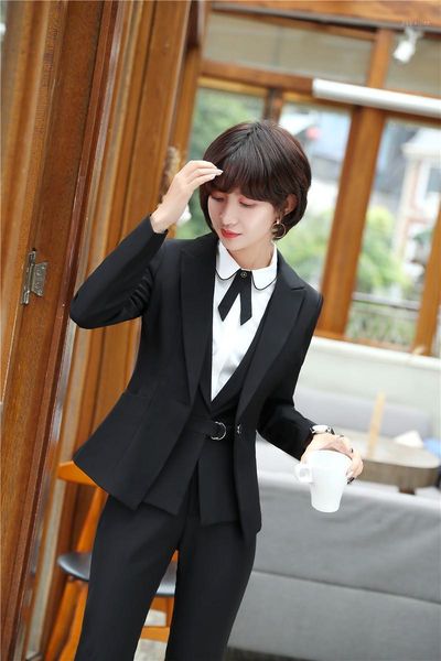 navy blue formal pantsuits with 3 pieces jackets + pants + vest pants suits for women business work wear blazers sets plus size1, White 
navy blue formal pantsuits with 3 pieces jackets + pants + vest pants suits for women business work wear blazers sets plus size1, White