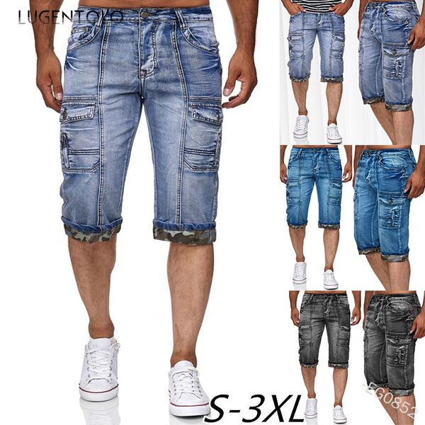 men's jeans knee length men straight solid medium 2021 summer fashion denim shorts with multiple pockets lugentolo, Blue
men's jeans knee length men straight solid medium 2021 summer fashion denim shorts with multiple pockets lugentolo, Blue