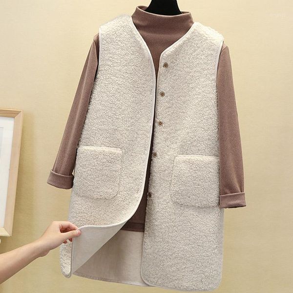 women's vests lambswool women's midi vest loose sleeveless o-neck warm female jacket solid 2021 winter autumn fashion korean ldd20, Black;white
women's vests lambswool women's midi vest loose sleeveless o-neck warm female jacket solid 2021 winter autumn fashion korean ldd20, Black;white