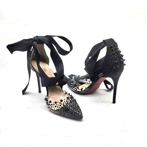 2021 new crystal pointed high heels transparent glue ribbon hollow high heels women's shoes1, Black
2021 new crystal pointed high heels transparent glue ribbon hollow high heels women's shoes1, Black