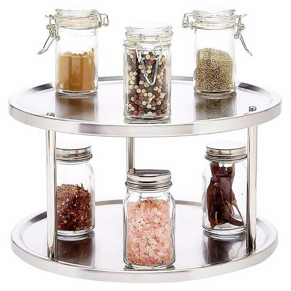 hooks & rails 2-tier 360 degree rotatable spice tray stainless steel kitchen round stand holder rack
hooks & rails 2-tier 360 degree rotatable spice tray stainless steel kitchen round stand holder rack