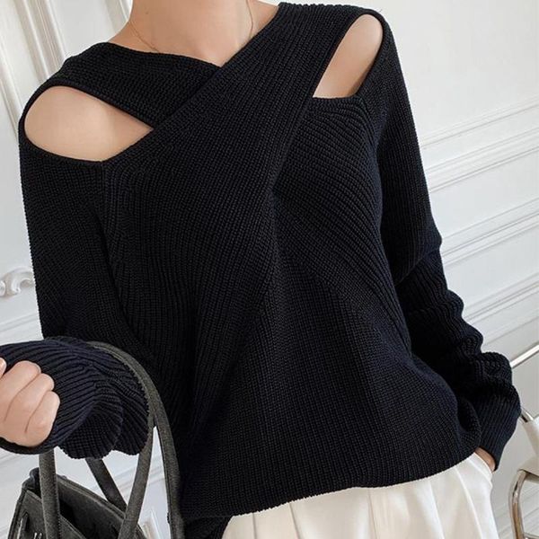 2020 new style autumn winter fashion runway pullover simple black cross design hollow covered black sweater brand clothes, White;black
2020 new style autumn winter fashion runway pullover simple black cross design hollow covered black sweater brand clothes, White;black
