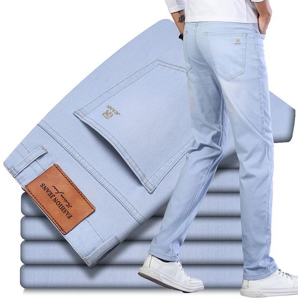 2021 spring men's loose straight stretch jeans fashion casual classic style cotton denim sky blue pants male brand trousers,813
2021 spring men's loose straight stretch jeans fashion casual classic style cotton denim sky blue pants male brand trousers,813