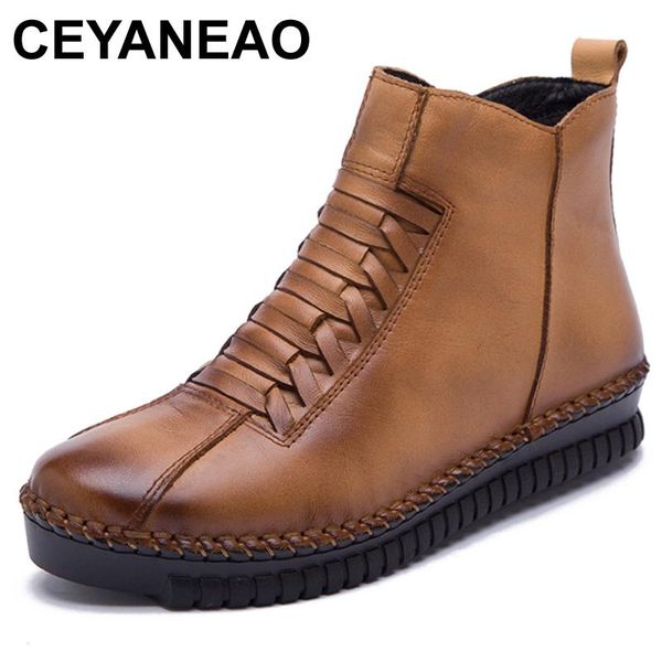 ceyaneao plus size 41-43 genuine leather winter ankle boots women shoes handmade plush flat heel shoes women snow boots e1218, Black
ceyaneao plus size 41-43 genuine leather winter ankle boots women shoes handmade plush flat heel shoes women snow boots e1218, Black
