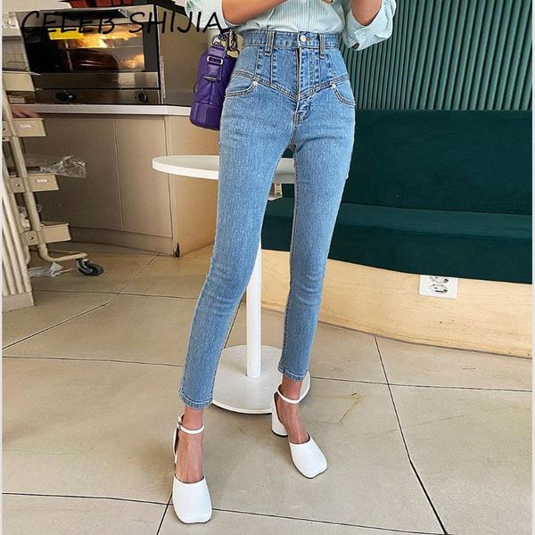 shijia 2020 autumn high waist spliced skinny jeans female elastic blue chic denim pencil pants woman jean streetwear trousers
shijia 2020 autumn high waist spliced skinny jeans female elastic blue chic denim pencil pants woman jean streetwear trousers