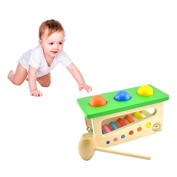 Baby Wooden Toys Hammer Knocking Ball Game Toy Musical Toys Instrument Gift Sound Maker Early Educational Toys For Kids Y200428