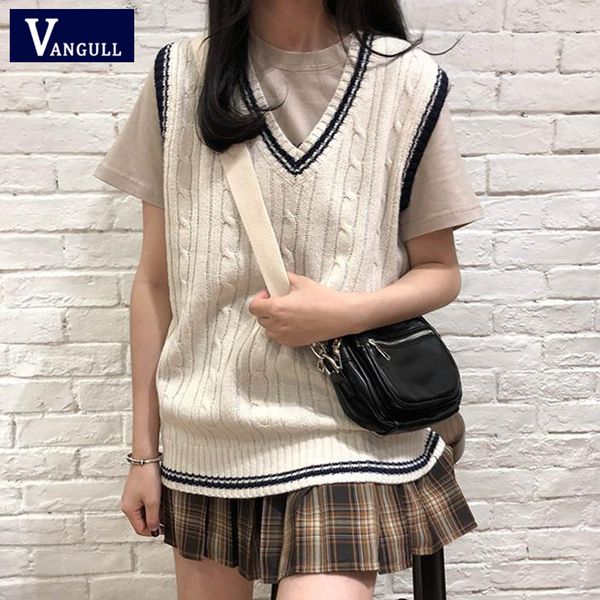 vangull preppy style v neck knitted sweater vest women autumn winter patchwork sleeveless vest sweater female pullovers vest 1023, Black;white
vangull preppy style v neck knitted sweater vest women autumn winter patchwork sleeveless vest sweater female pullovers vest 1023, Black;white