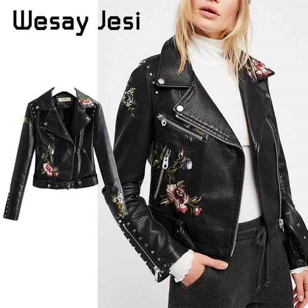 pu leather jackets womens embroidery long sleeve short bomber coat women slim high street casual outerwear girls clothes 201030, Black
pu leather jackets womens embroidery long sleeve short bomber coat women slim high street casual outerwear girls clothes 201030, Black