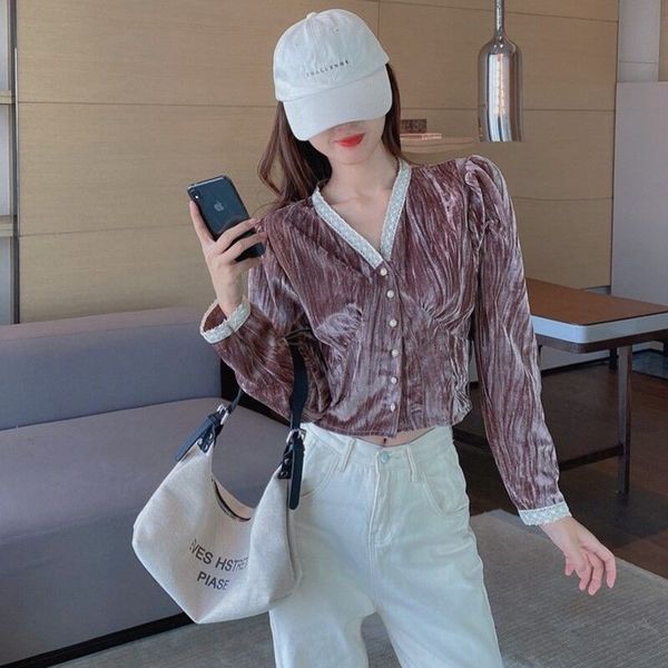 2021 new velvet long sleeve crop casual lace women short button up shirt 2021 spring plus size korean fashion clothing ladies ghln, White
2021 new velvet long sleeve crop casual lace women short button up shirt 2021 spring plus size korean fashion clothing ladies ghln, White